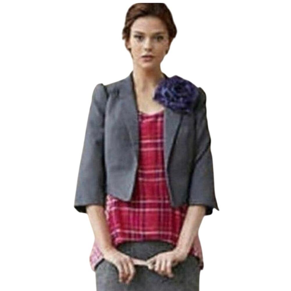 Taikonku by Anthropologie Grey Single‎ Breasted Jacket Blazer 8 NWOT Preppy City
